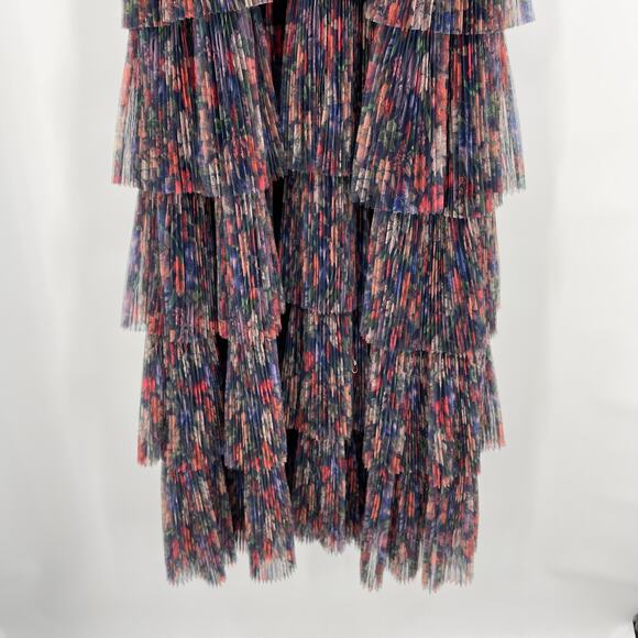Hutch | NWT Rosey Gown Navy Tropical Garden Tulle Floral Tiered Maxi Dress 0 - Picture 14 of 14